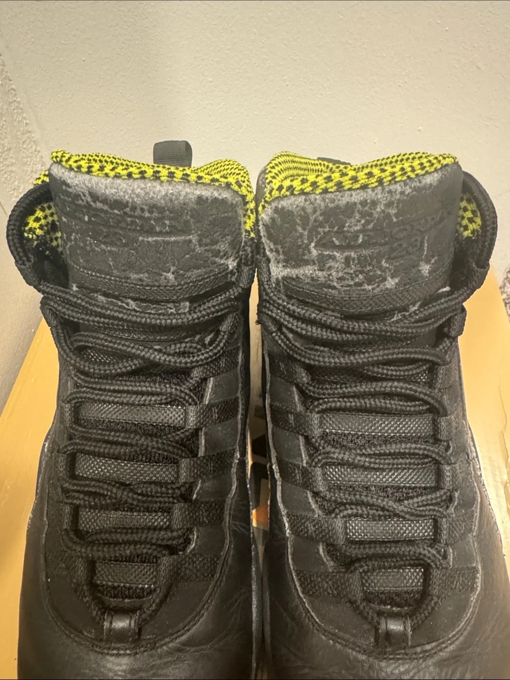 Jordan Men's Black and Yellow High-Top Sneakers